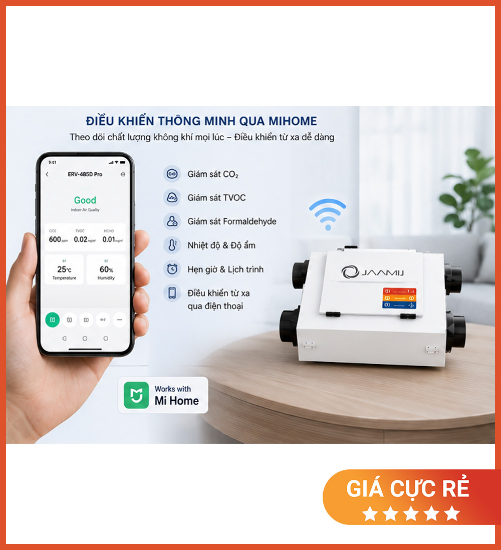 Máy Cấp Khí Tươi 2 Chiều JaamiJ ERV-250D Pro