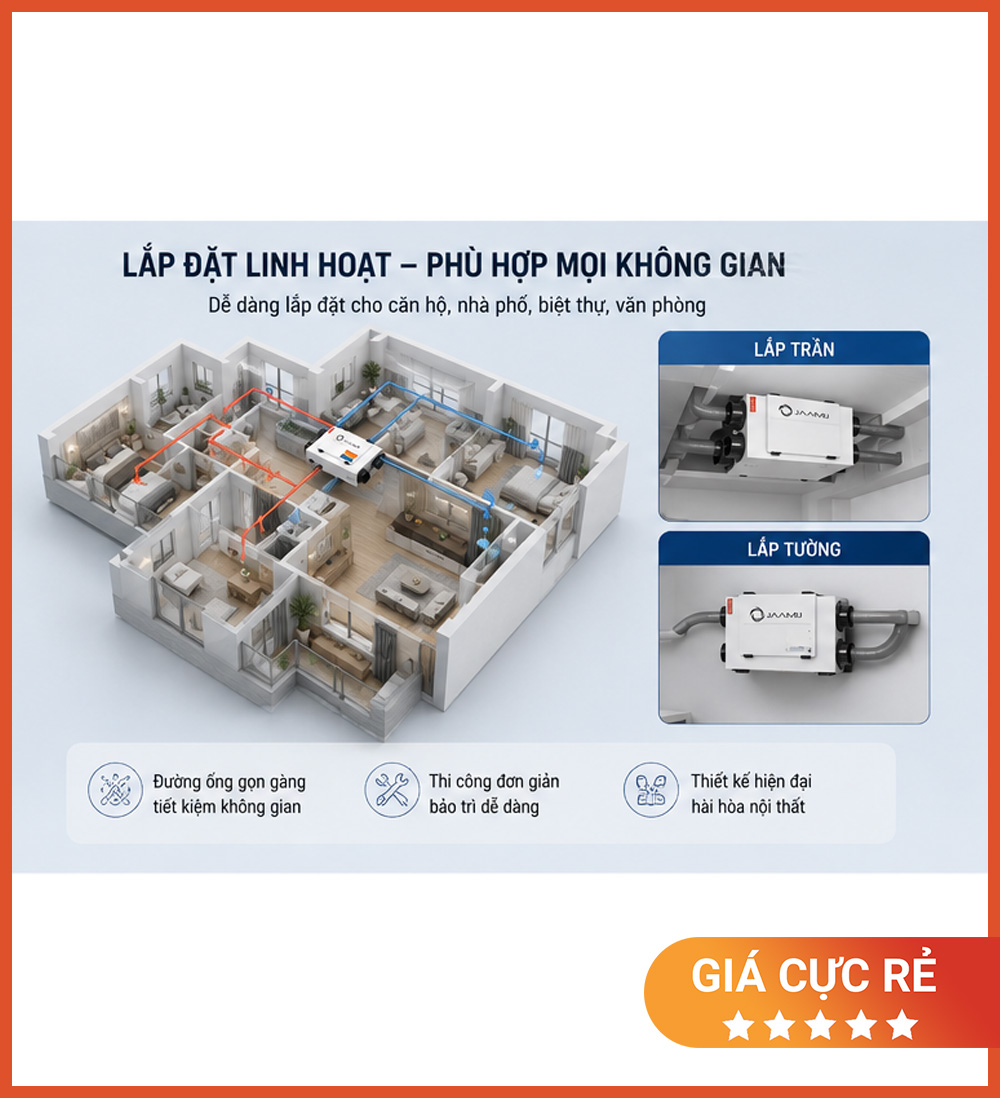 Máy Cấp Khí Tươi 2 Chiều JaamiJ ERV-380D Pro