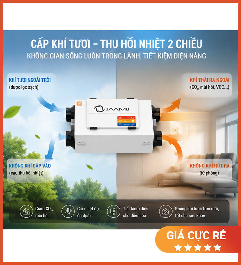 Máy Cấp Khí Tươi 2 Chiều JaamiJ ERV-380D Pro