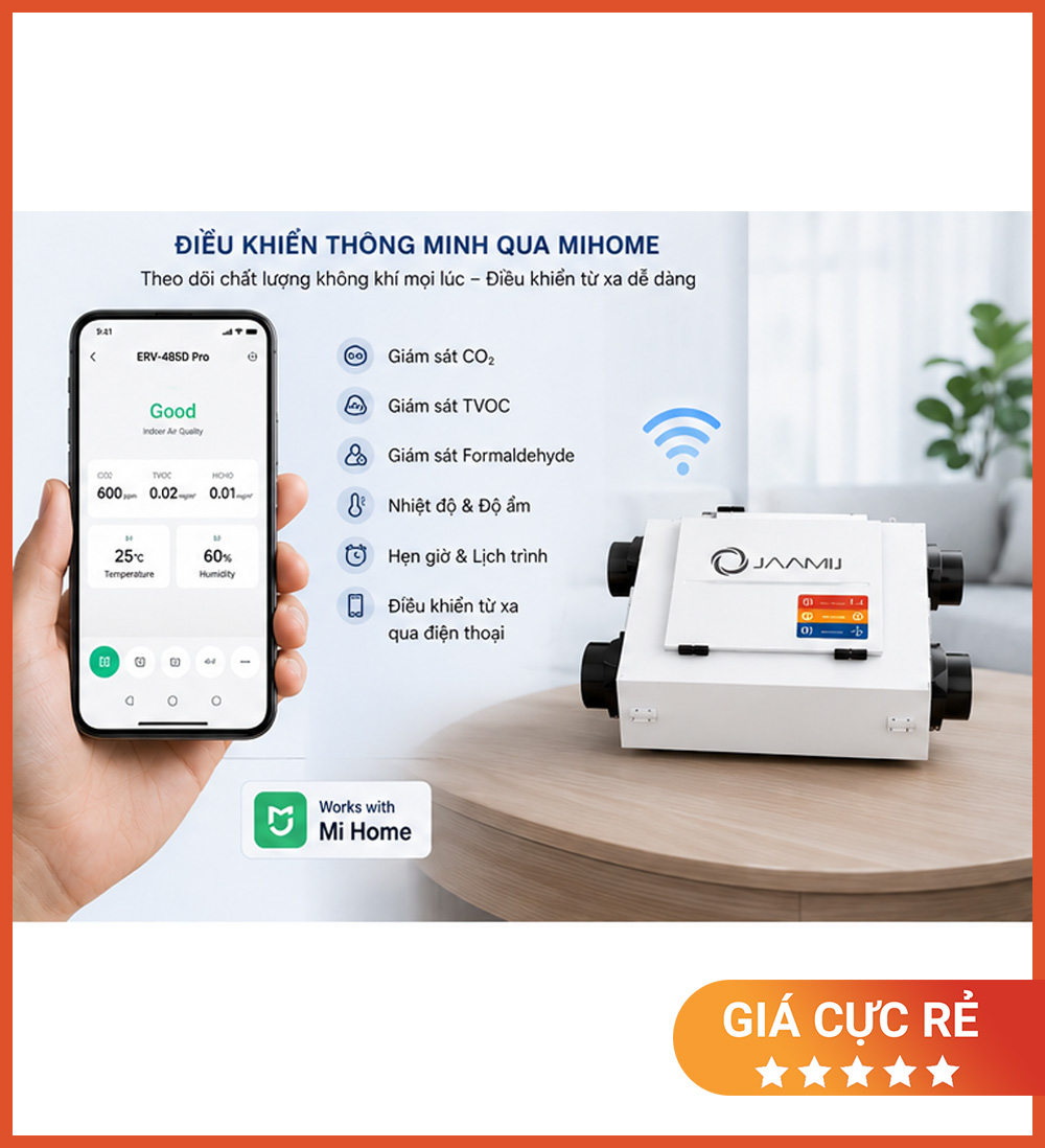 Máy Cấp Khí Tươi 2 Chiều JaamiJ ERV-485D Pro
