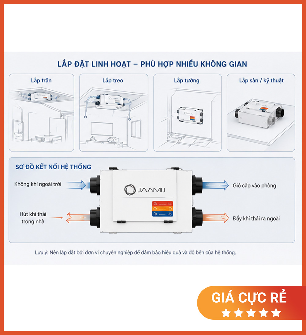 Máy Cấp Khí Tươi 2 Chiều JaamiJ ERV-485D Pro