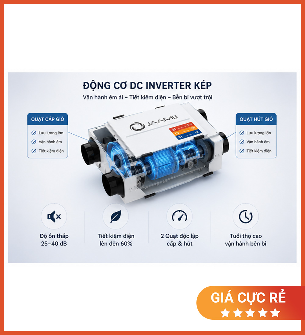 Máy Cấp Khí Tươi 2 Chiều JaamiJ ERV-485D Pro